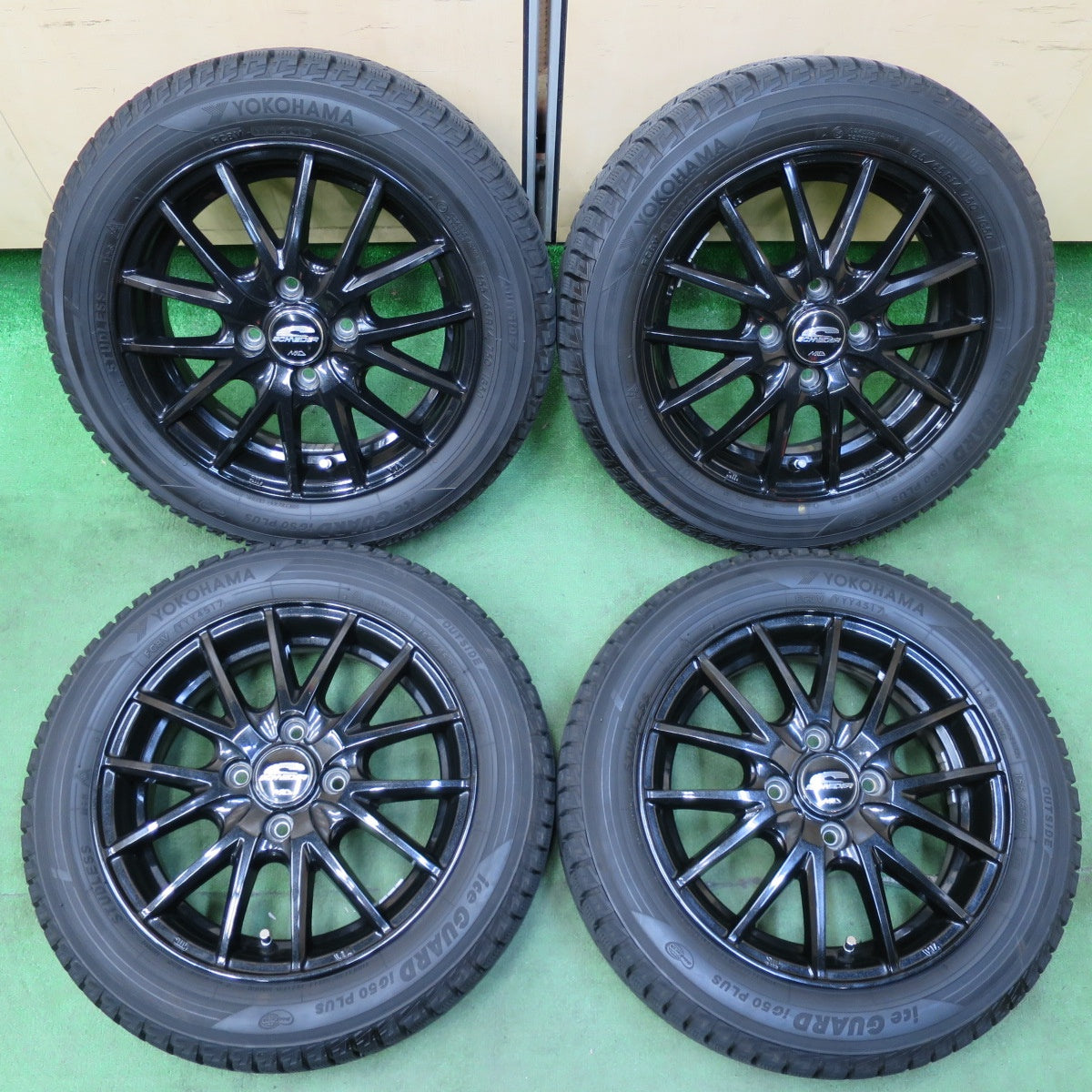 [送料無料] バリ溝！キレイ！9分★スタッドレス 155/65R14 ヨコハマ アイスガード iG50 プラス SCHNEIDER MiD シュナイダー 14インチ PCD100/4H★4121205イス
