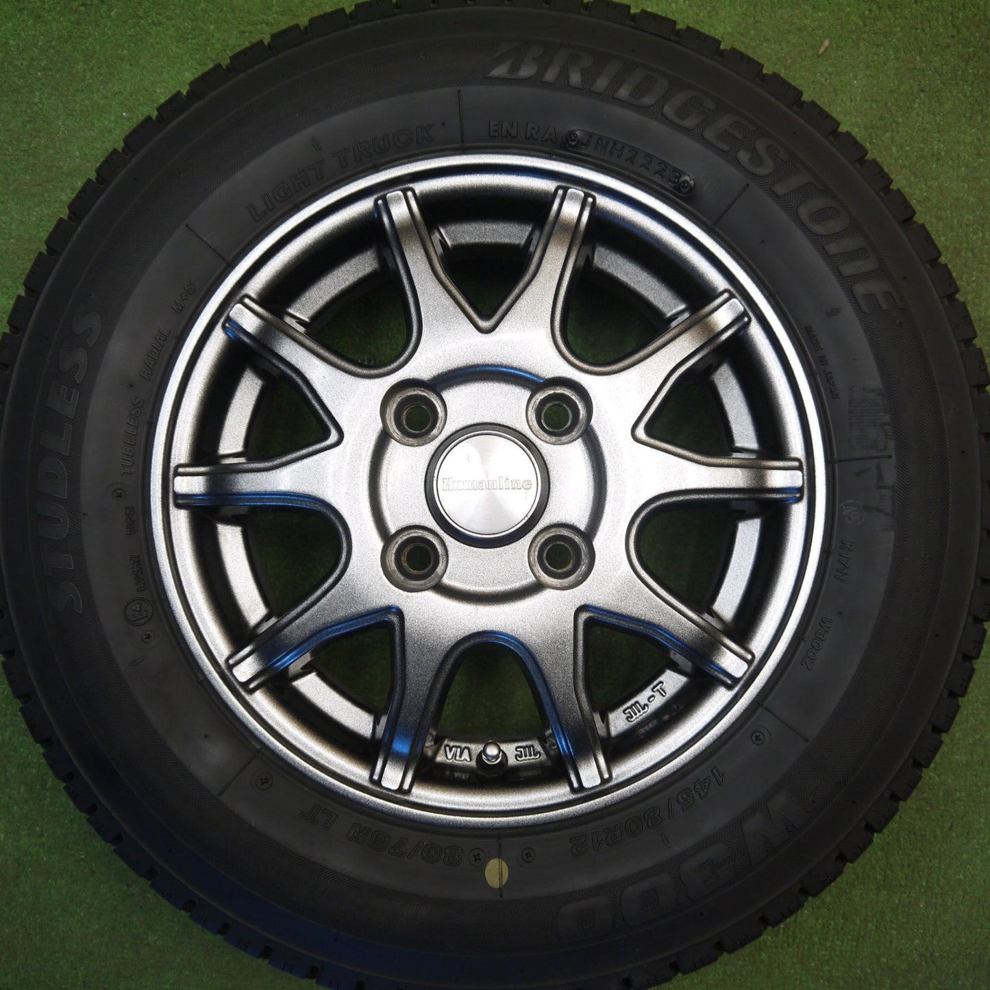 キレイ！23年★スタッドレス 145/80R12 80/78N ブリヂストン W300 Humanline ヒューマンライン 12インチ PCD100/4H★6031607Hス