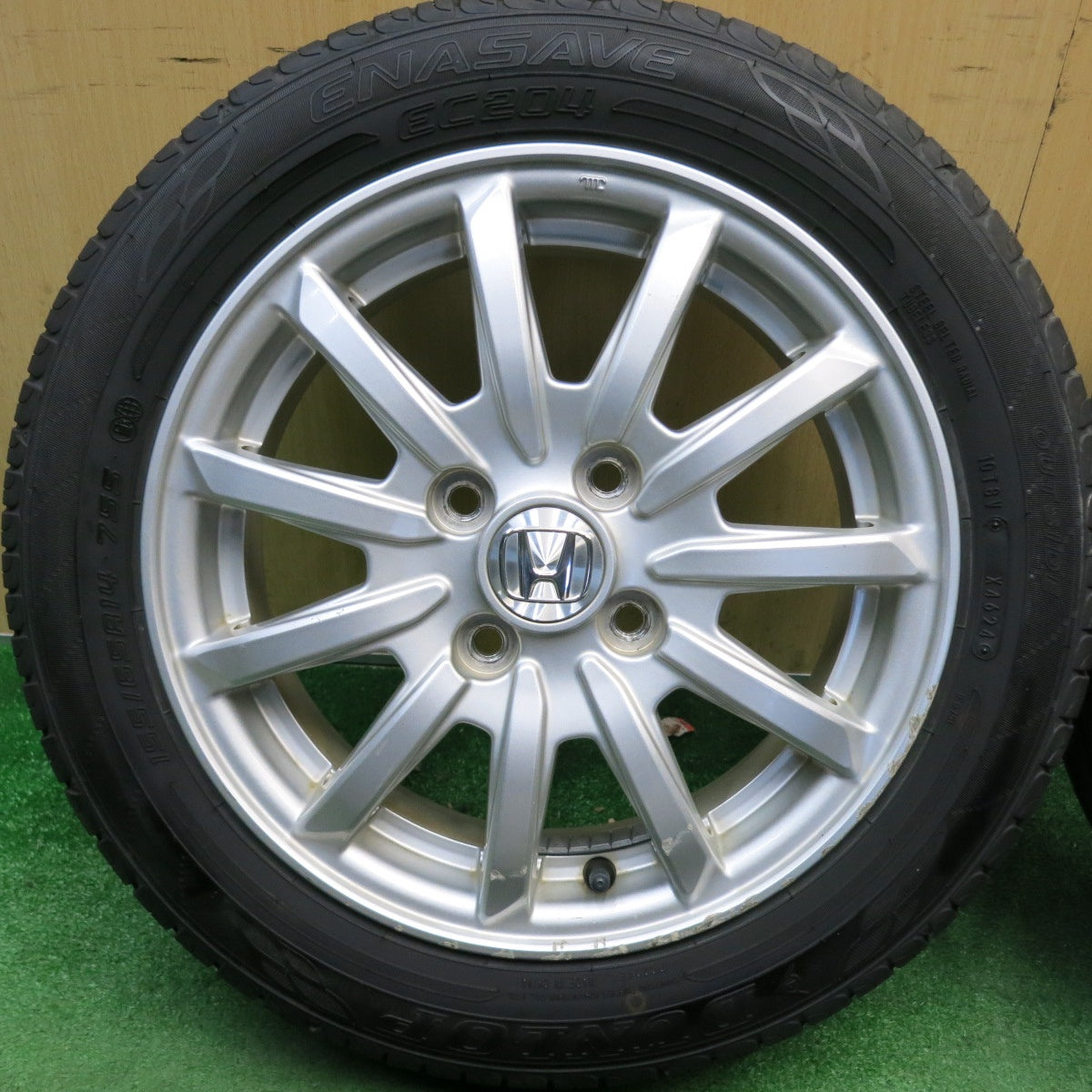 バリ溝！24年！9.5分以上★ホンダ N-WGN カスタム 純正 155/65R14 ダンロップ エナセーブ EC204 14インチ PCD100/4H★6050603HAノ