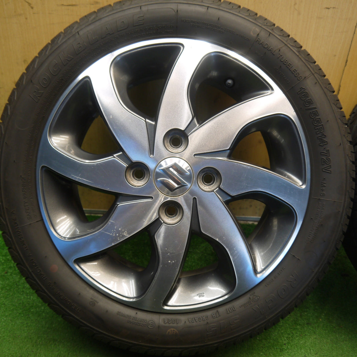 バリ溝！26年！9分◎スズキ パレット SW 純正 165/55R14 ロックブレード ROCK 515 14インチ PCD100/4H◎6091507Hノ