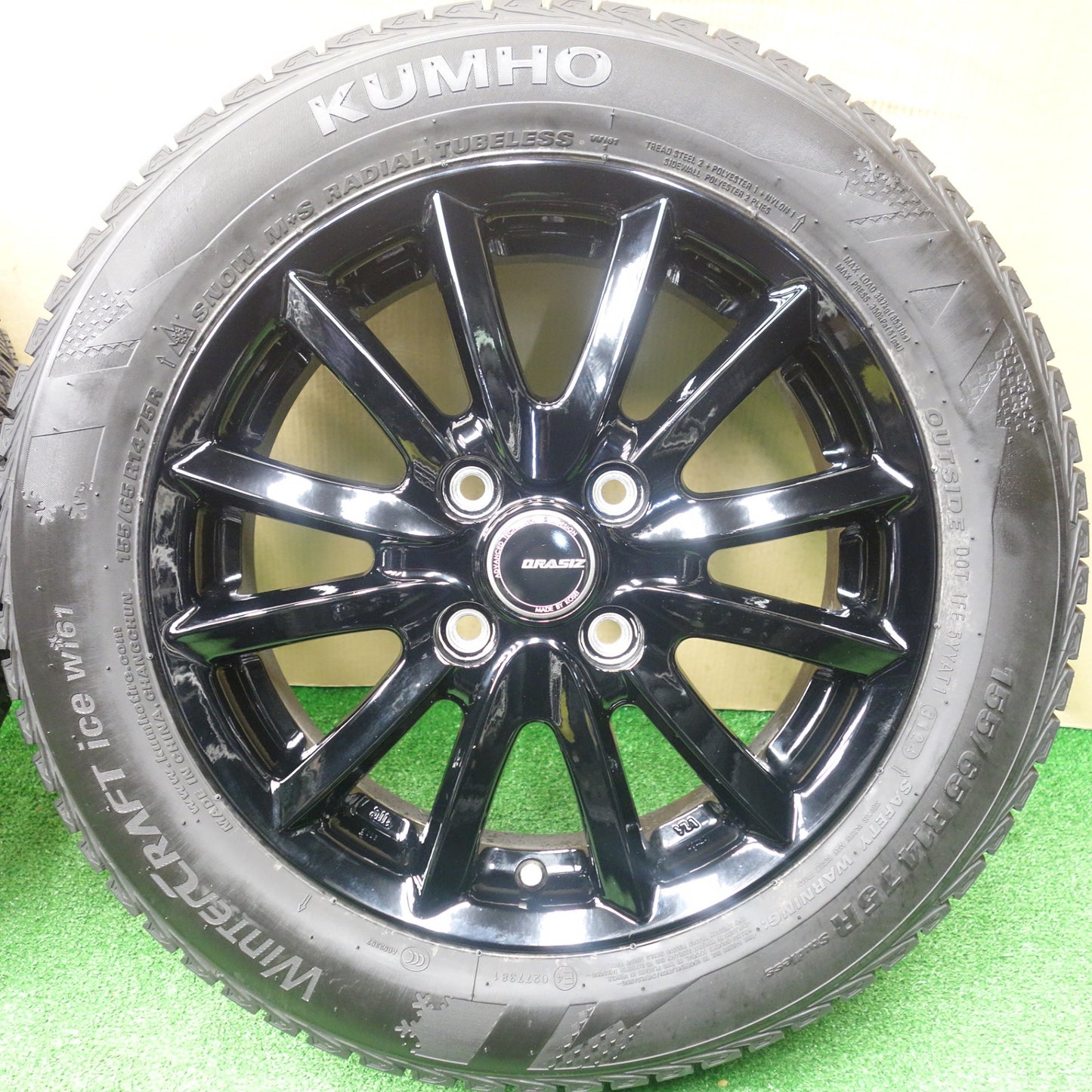 バリ溝！24年！キレイ！ほぼ10分★スタッドレス 155/65R14 クムホ WINTERCRAFT ice Wi61 QRASIZ VS6 クレイシズ 14インチ PCD100/4H★5122802KTス