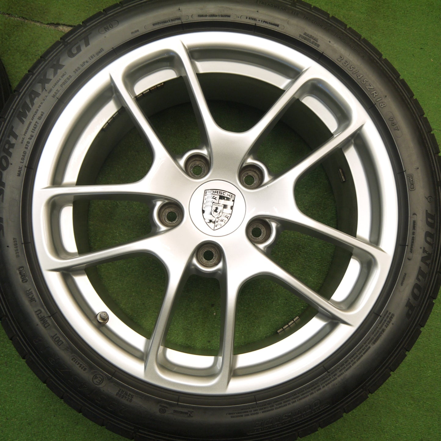 キレイ★ポルシェ 981 ケイマン 純正 235/45R18 265/45R18 ダンロップ SPスポーツマックス GT 18インチ PCD130/5H★5041606Hノ