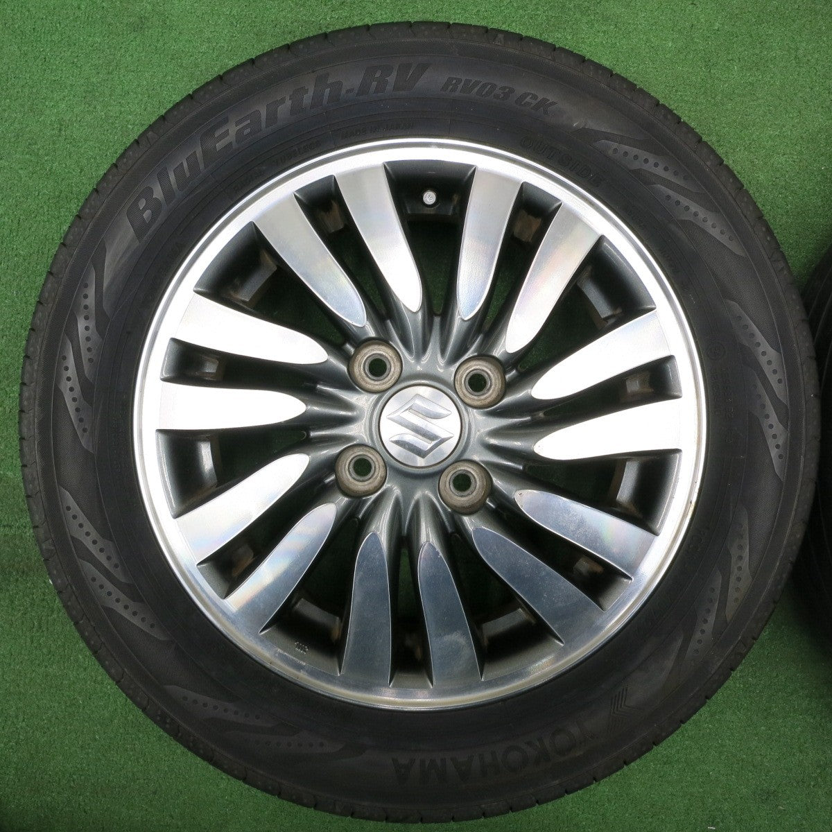 [送料無料] バリ溝！22年！9分★スズキ ソリオ 純正 165/65R14 ヨコハマ BluEarth-RV RV03 CK ブルーアース 14インチ PCD100/4H★5012803NJノ