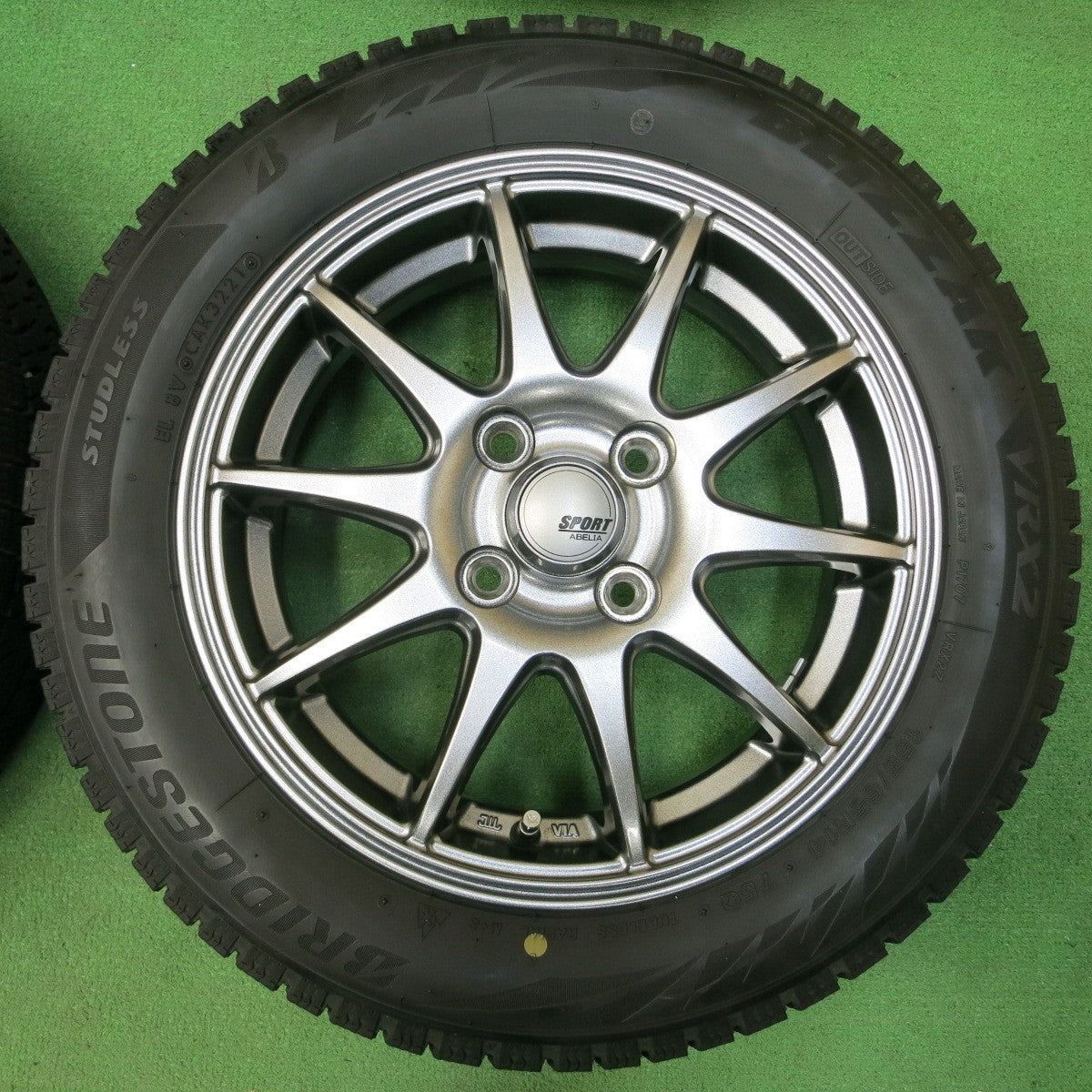 *送料無料* バリ溝！21年！キレイ！8.5分★スタッドレス 155/65R14 ブリヂストン ブリザック VRX2 SPORT ABELIA 14インチ PCD100/4H★4042705イス