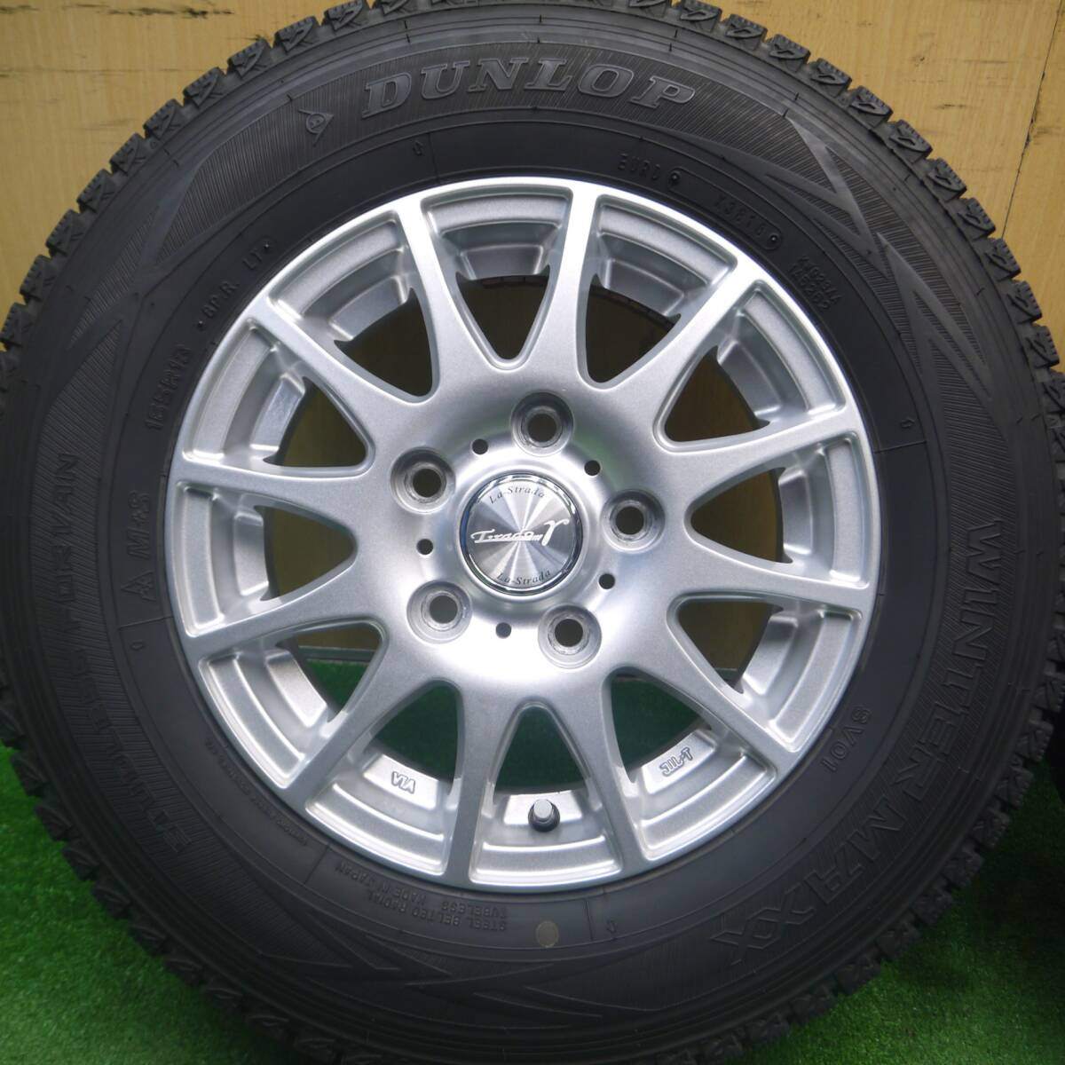 バリ溝！キレイ！9.5分★スタッドレス 165R13 8PR ダンロップ ウインターマックス SV01 Tiradoγ La-Strada ティラード ラストラーダ 13インチ PCD114.3/5H★5020411Hス