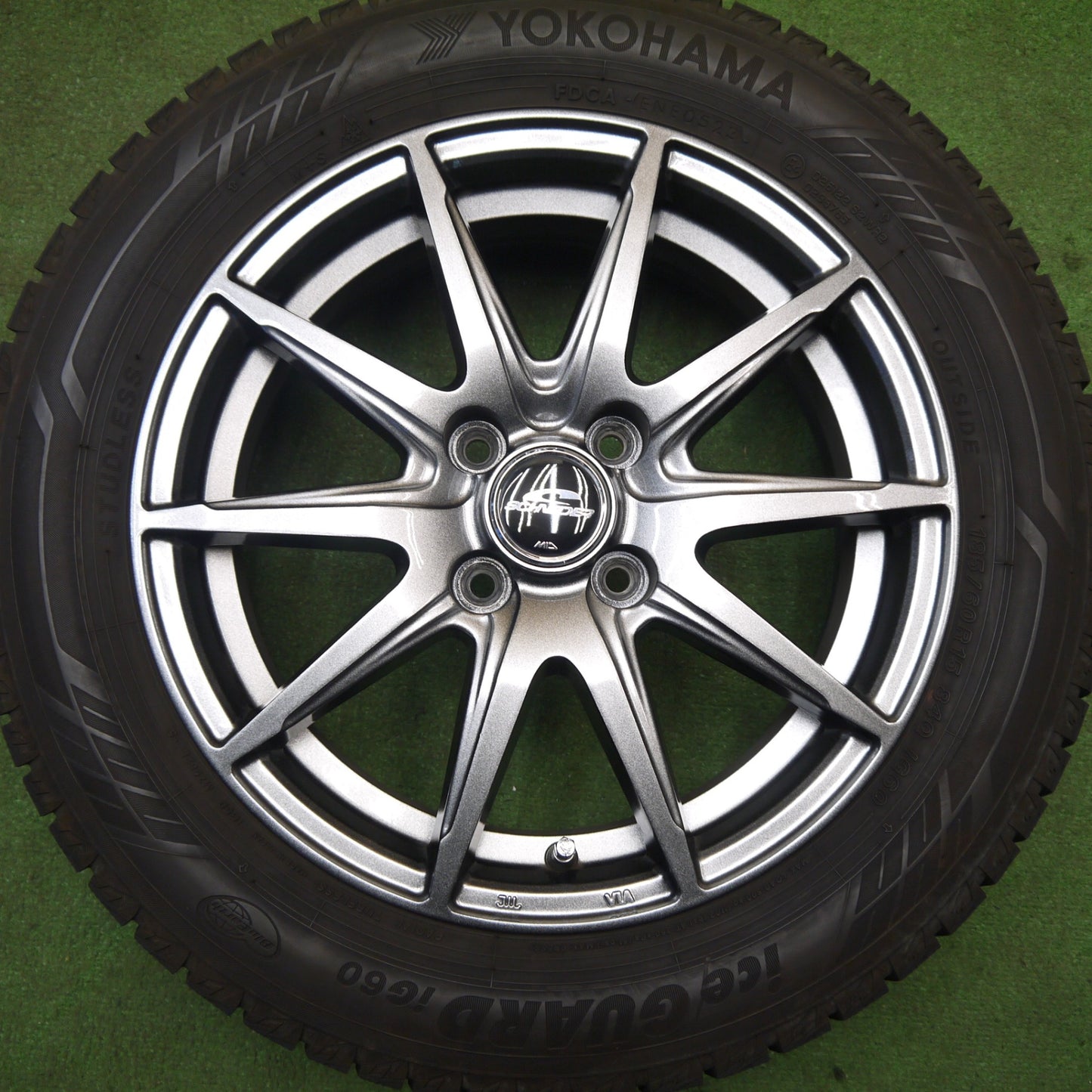 バリ溝！23年！キレイ！9分★スタッドレス 185/60R15 ヨコハマ アイスガード iG60 SCHNEIDER MiD シュナイダー 15インチ PCD100/4H★6030904Hス