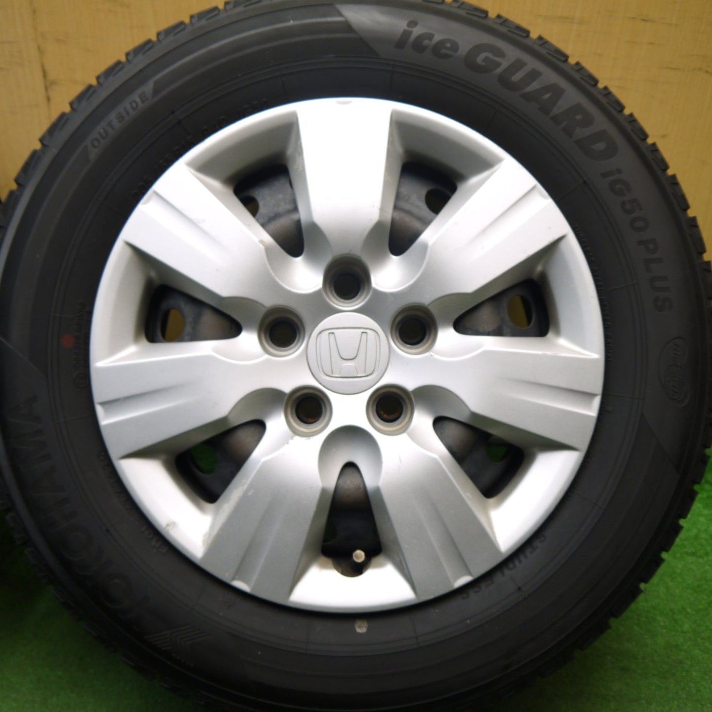 バリ溝！9.5分★ホンダ ステップワゴン 純正 スチール 205/65R15 スタッドレス ヨコハマ アイスガード iG50 プラス 15インチ PCD114.3/5H★5050912Hス