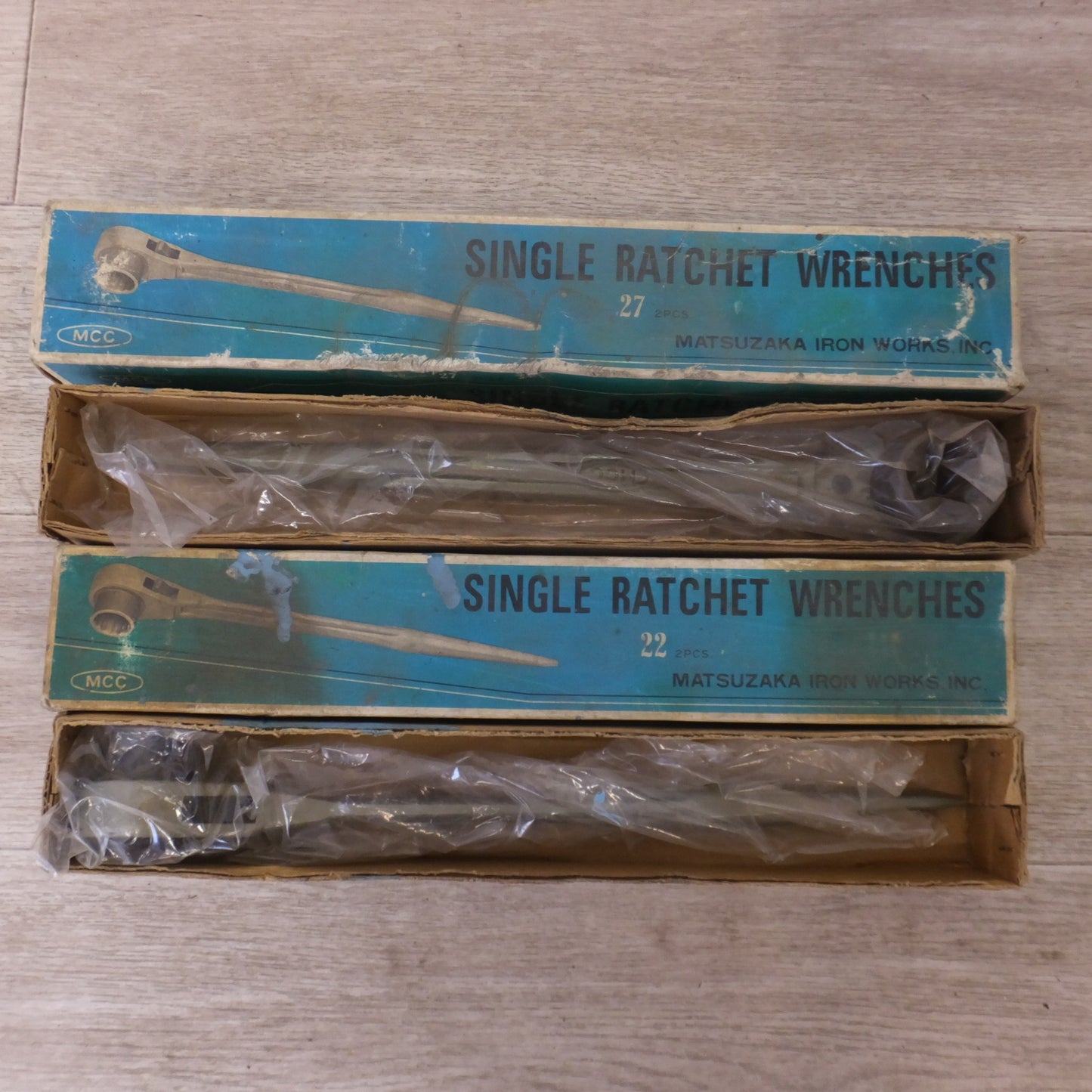 [送料無料] ★松阪鉄工所 MCC シノ付 片口ラチェットレンチ 27 22　セット　SINGLE RATCHET WRENCHES★