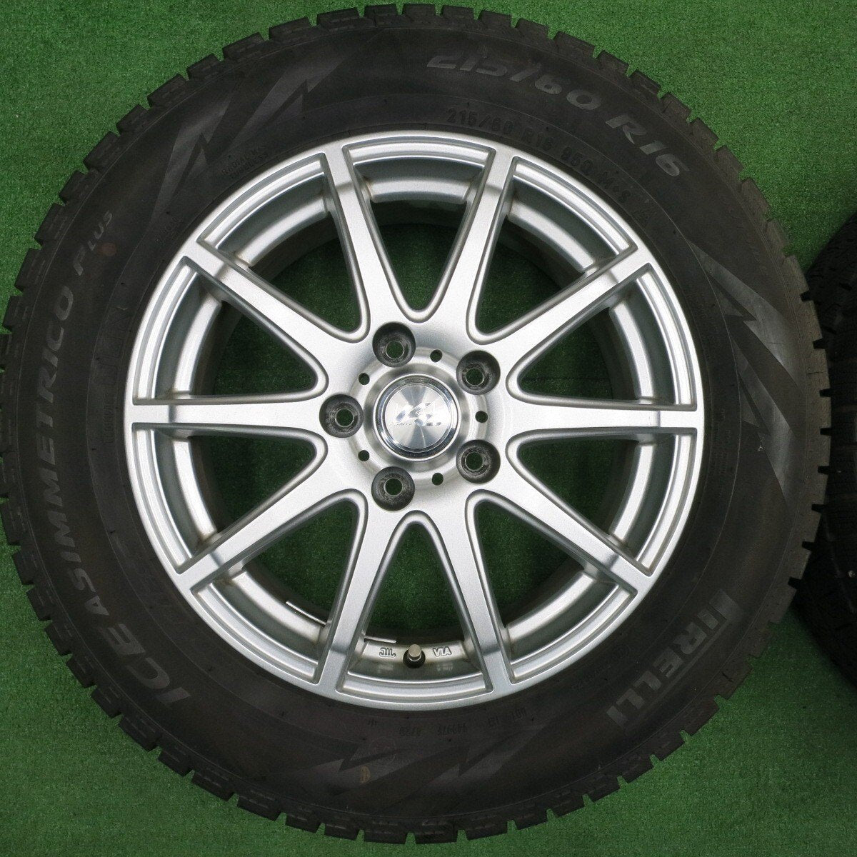 バリ溝！20年！キレイ！9分★スタッドレス 215/60R16 ピレリ アイスアシンメトリコ プラス Krait2 weds クレイト 16インチ PCD114.3/5H★4111405NJス