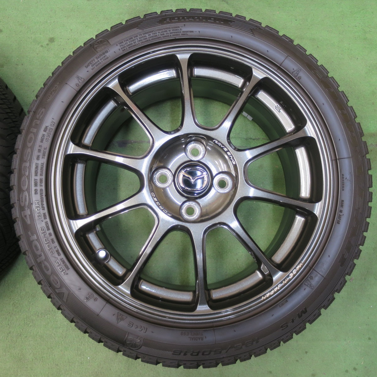バリ溝！22年！キレイ！9.5分★マツダ ND ロードスター 純正 RAYS 鍛造 195/50R16 グッドイヤー Vector 4Seasons hybrid オールシーズン 16インチ PCD100/4H★6011614イス