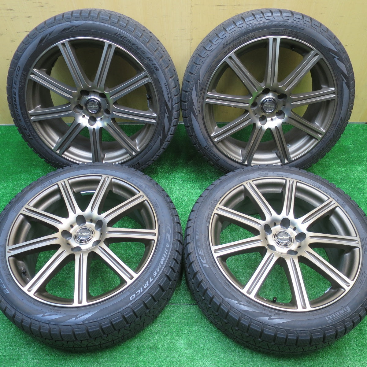 バリ溝！9.5分★スタッドレス Final Speed 225/45R18 ピレリ アイスアシンメトリコ ATECH ファイナルスピード PCD114.3/5H★5100807NJス