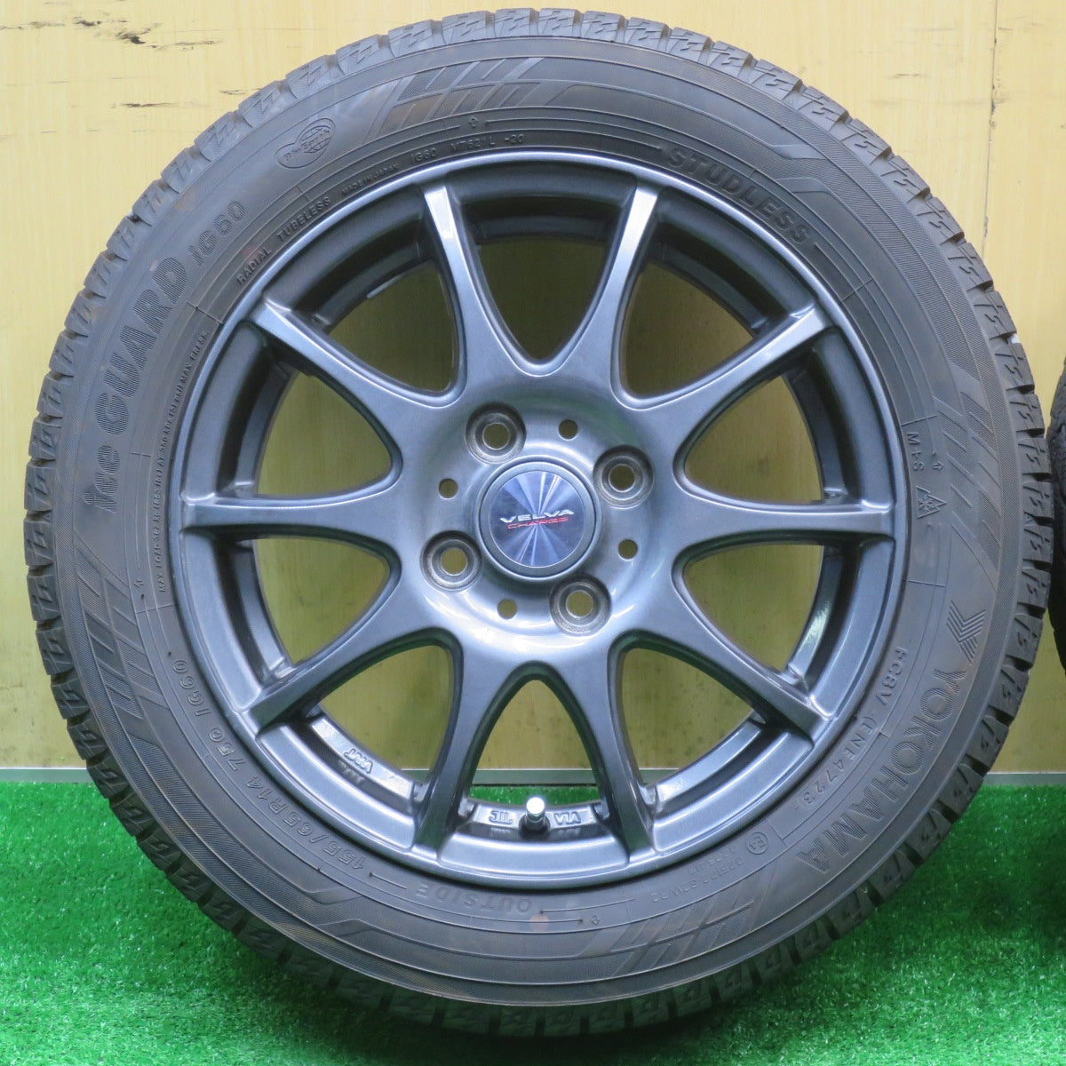 バリ溝！23年！キレイ！9.5分★スタッドレス 155/65R14 ダンロップ ウインターマックス WM02 ヨコハマ アイスガード iG60 VELVA CHARGE ヴェルヴァ 14インチ PCD100/4H★5102104NJス