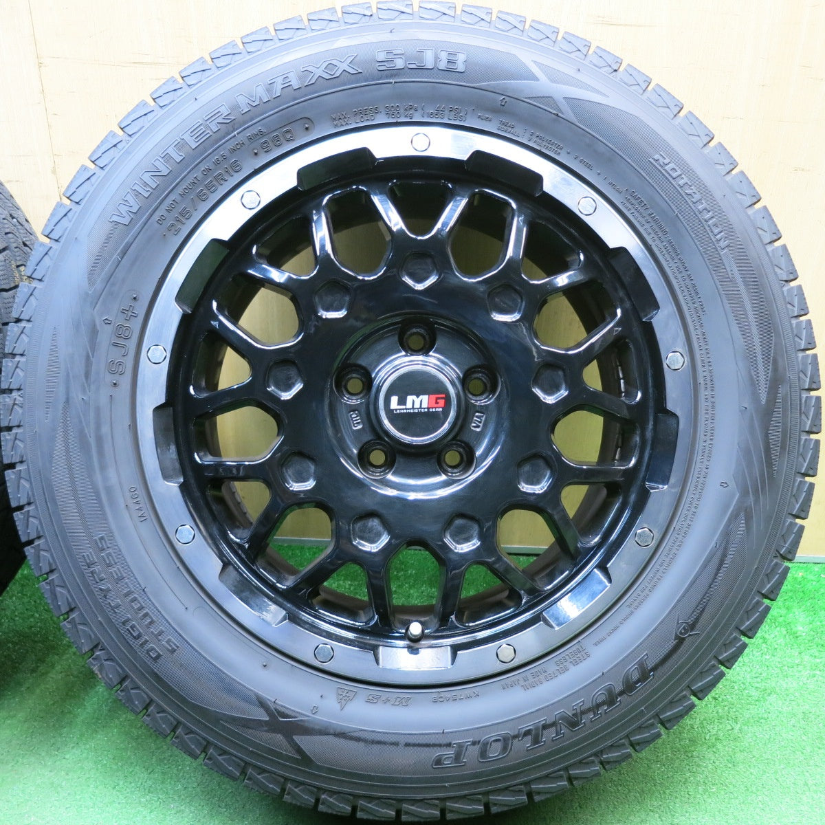 バリ溝！23年！9.5分以上★ジープ 等 LMG MS-9W 215/65R16 スタッドレス ダンロップ ウインターマックス SJ8 LEHRMEISTER GEAR 16インチ PCD110/5H★6032911HAス