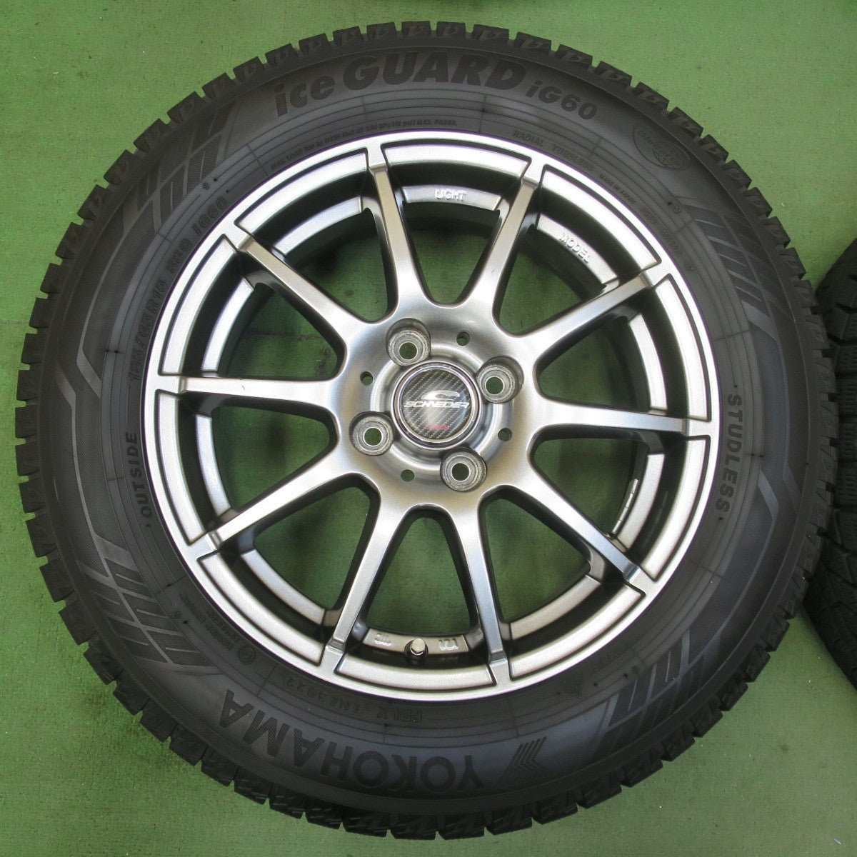 バリ溝！22年！キレイ！9分★スタッドレス 185/65R15 ヨコハマ アイスガード iG60 SCHNEIDER シュナイダー 15インチ PCD100/4H★5103103イス
