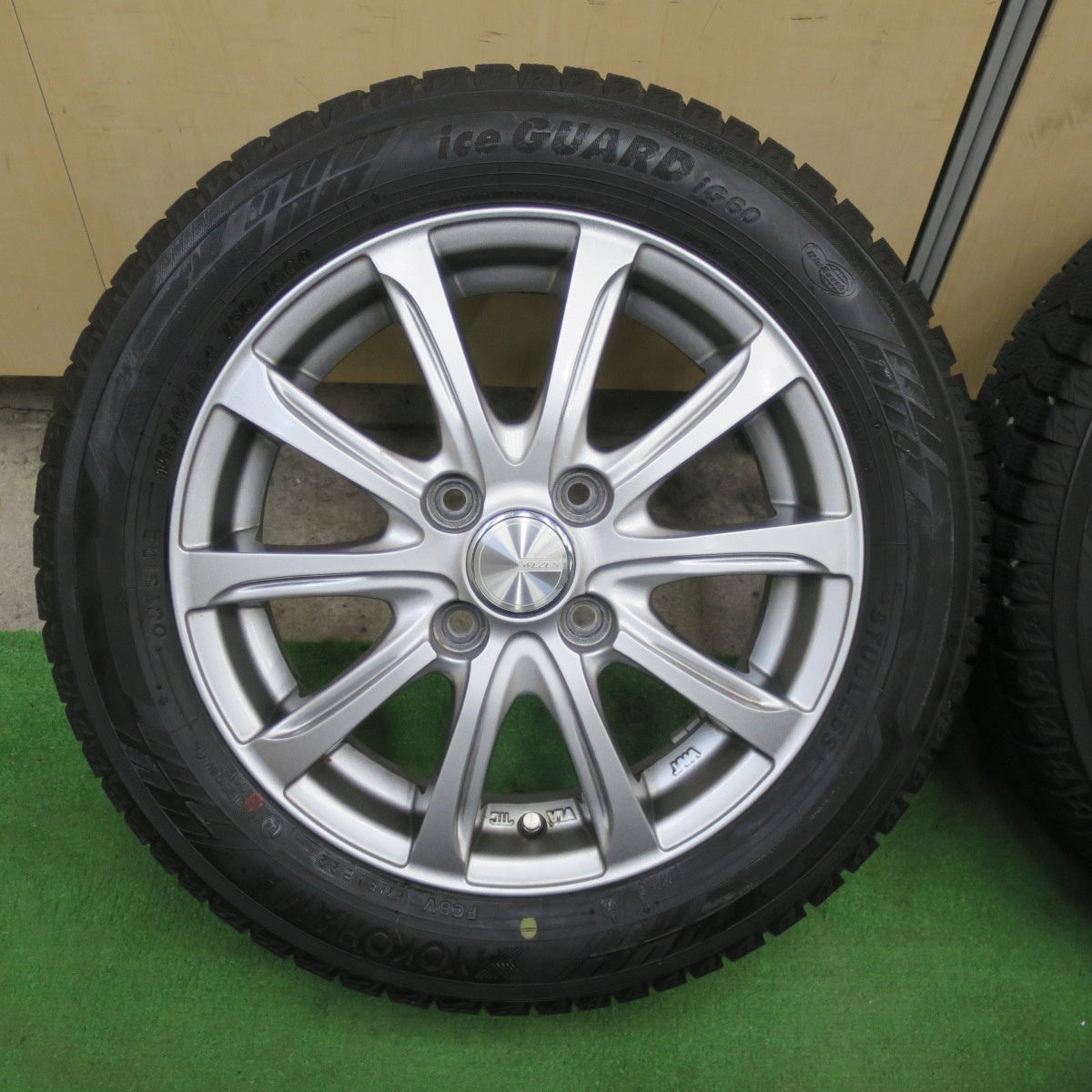 バリ溝！23年！キレイ！9分★スタッドレス 155/65R14 ヨコハマ アイスガード iG60 WEZEN 社外 アルミ 14インチ PCD100/4H★6022703TTス