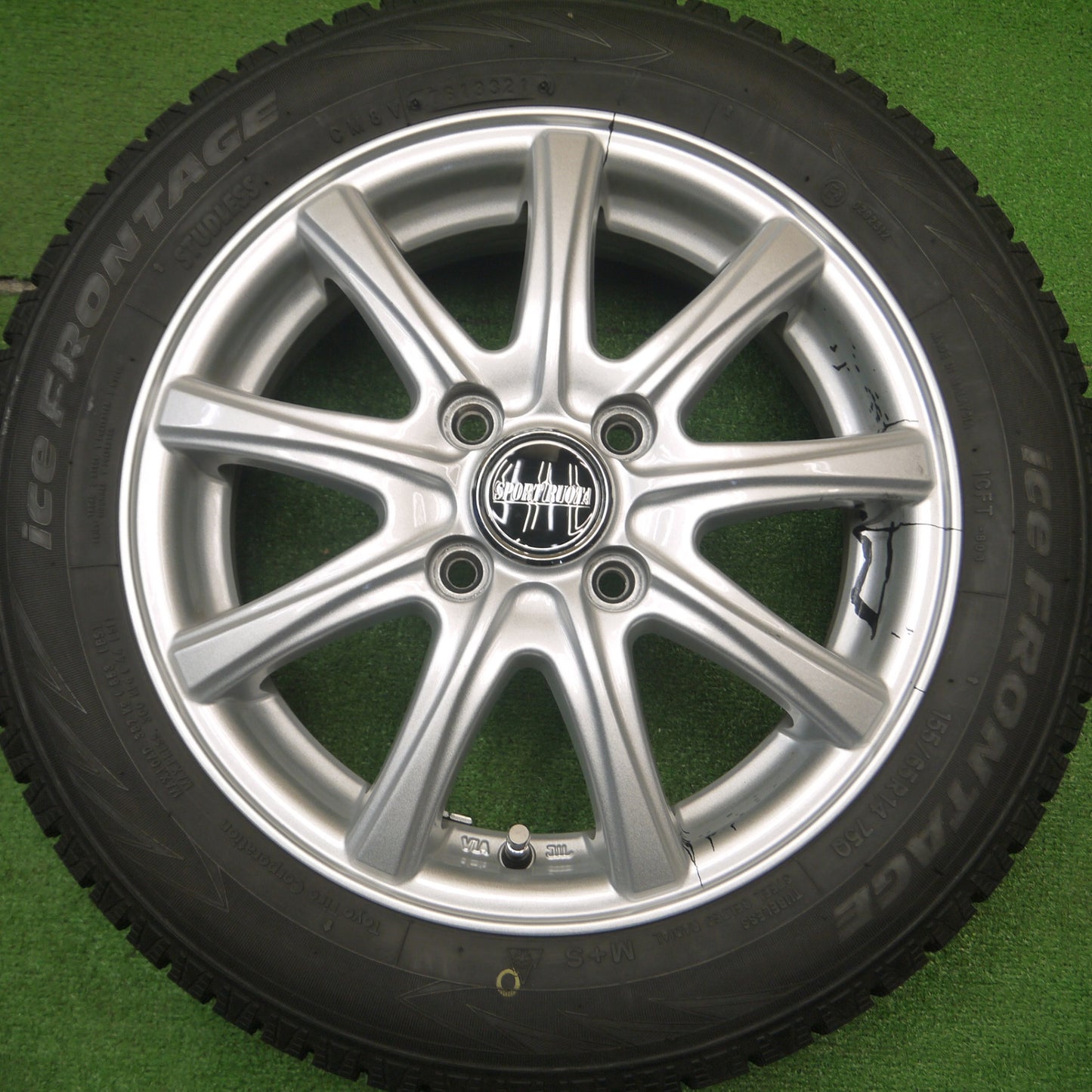 [送料無料] バリ溝！21年！9.5分以上★スタッドレス 155/65R14 アイスフロンテージ SPORT RUOTA 14インチ PCD100/4H★4111103Hス