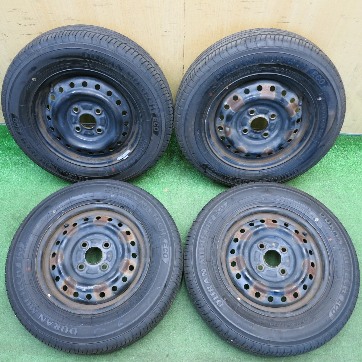 バリ溝！23年！8.5分◎145/80R13 デュラン MU:TECH ECO ヨコハマ 製 スチール ホイール 13インチ PCD100/4H◎6082705HAノ