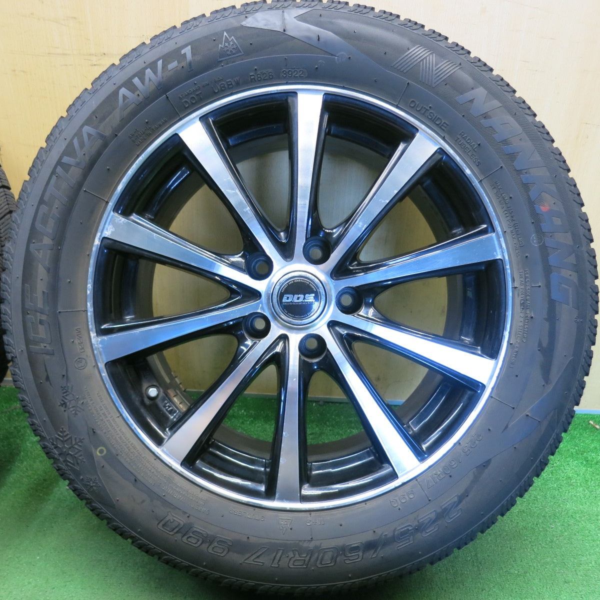 バリ溝！22年！9分◎スタッドレス 225/60R17 ナンカン アイス アクティバ AW-1 D.O.S. DOS 17インチ PCD114.3/5H◎6081408HAス