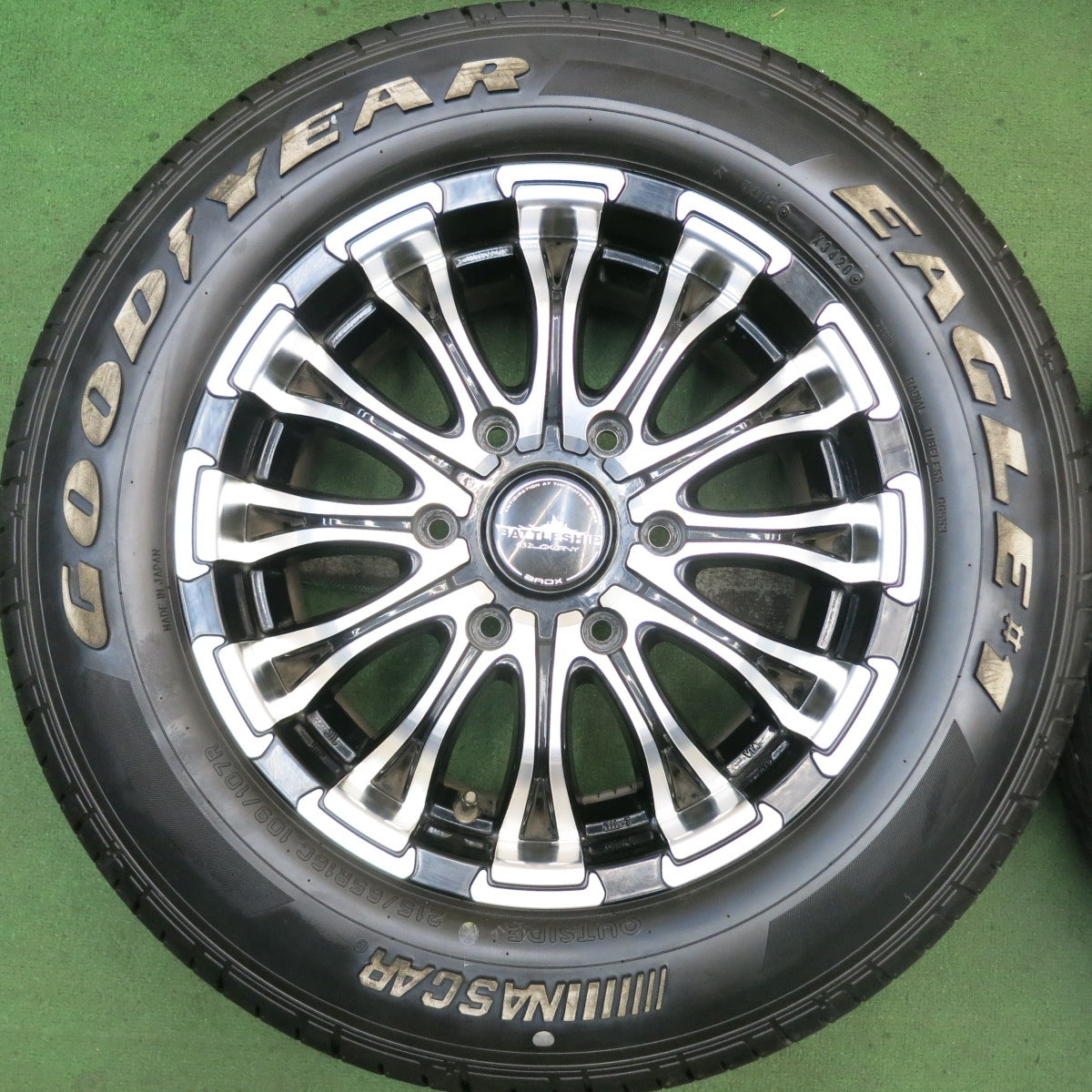 バリ溝！キレイ！9.5分★BATTLESHIP 632 LOXARNY BADX 215/65R16C 109/107R グッドイヤー イーグル #1 ナスカー ホワイトレター ロクサーニ PCD139.7/6H★5080204HAノ