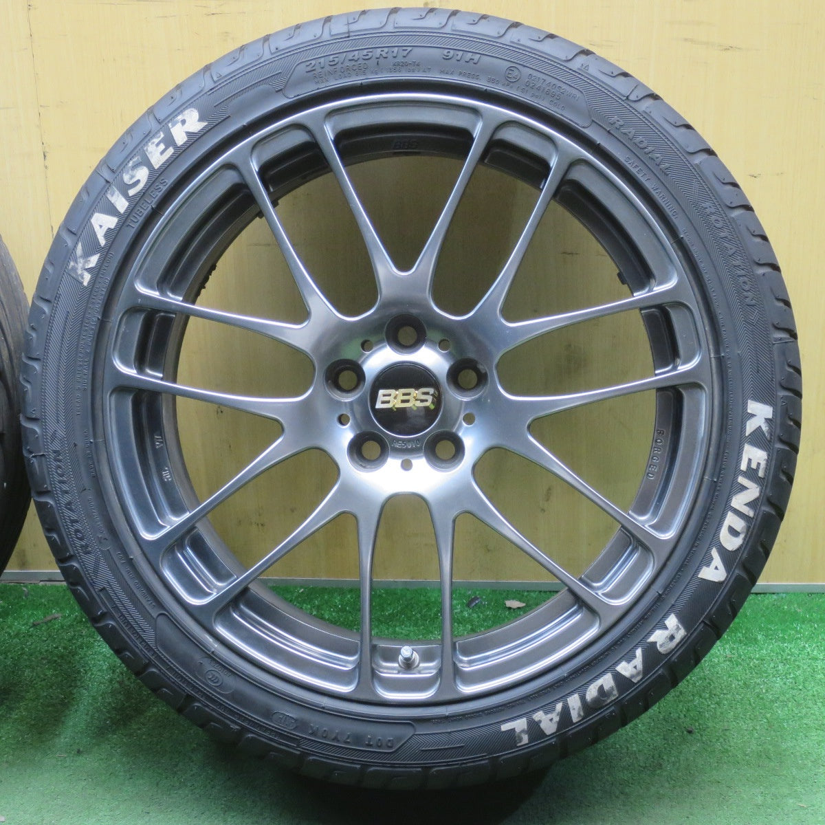バリ溝！25年！キレイ！9.5分◎86 BRZ 等 BBS RE5010 215/45R17 ケンダ ラジアル カイザー 17インチ PCD100/5H◎6061702NJノ