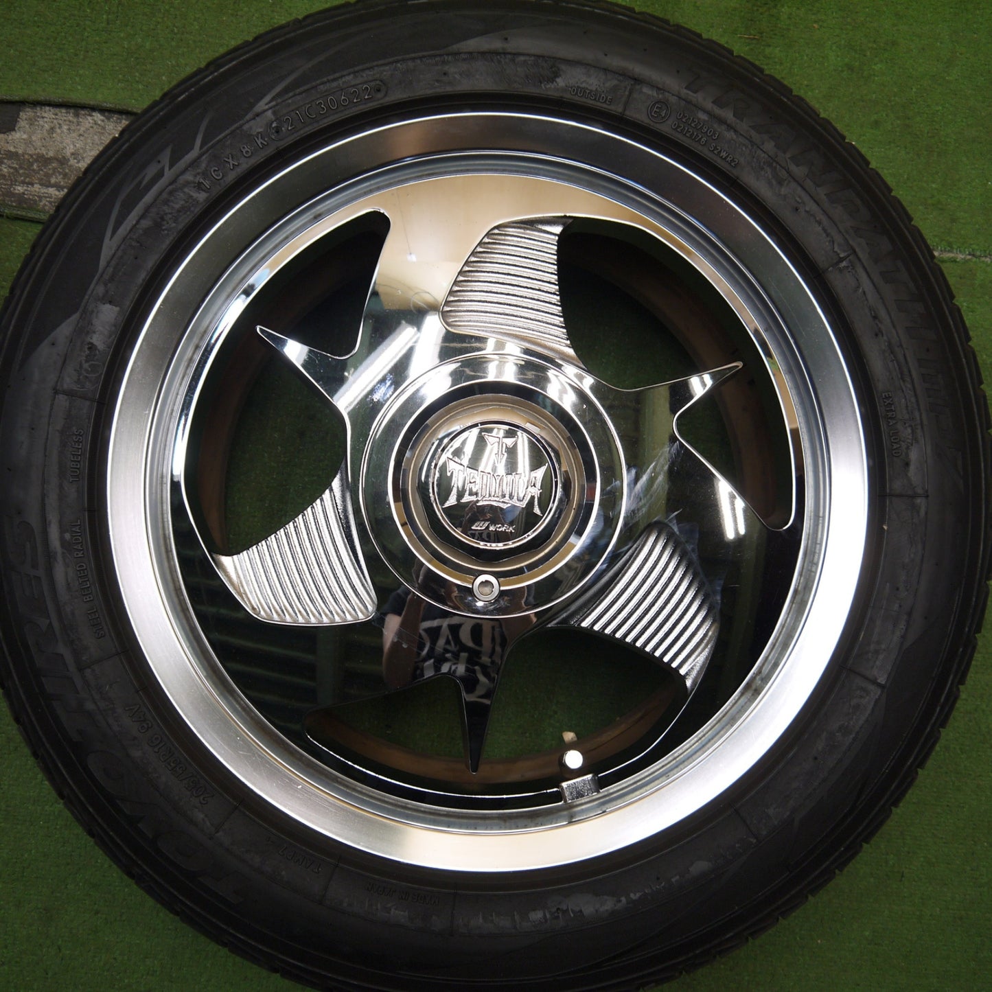 激レア！希少！付属付き！バリ溝！22年！キレイ！9.5分★WORK TEQUILA 205/55R16 トーヨー トランパス MP7 ワーク テキーラ PCD114.3/4H 5H マルチ★5081804Hノ