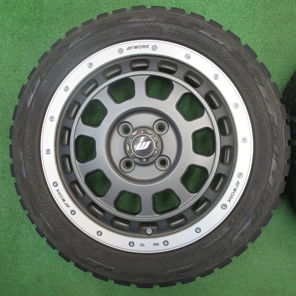 バリ溝！キレイ！9分★WORK CRAG T-GRABIC CG-TG 165/60R15 トーヨー オープン カントリー ワーク 15インチ ハスラー ソリオ 等 PCD100/4H★5112102NJノ