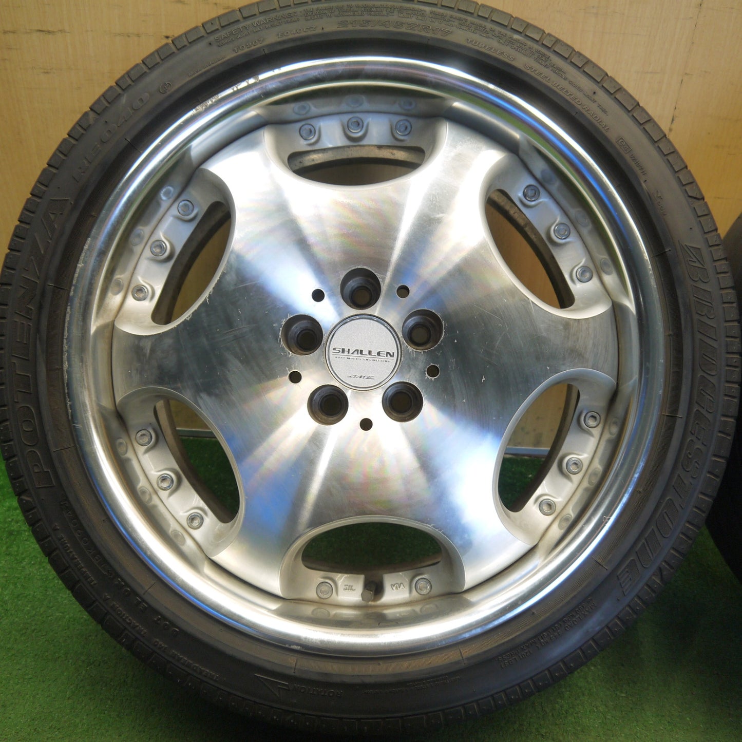 4本価格◎プリウス 86 BRZ 等 SHALLEN LX AME 215/45R17 ブリヂストン ポテンザ RE040 シャレン 17インチ PCD100/5H◎6071010Hノ