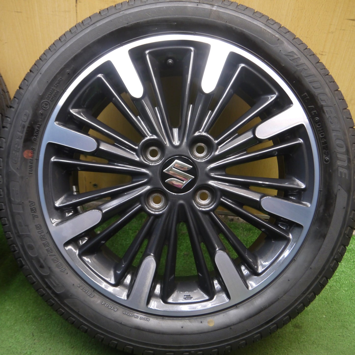*送料無料* 新車外し！22年★スズキ MK53S スペーシア カスタム XS 純正 165/55R15 ブリヂストン エコピア EP150 PCD100/4H★4040514Hノ