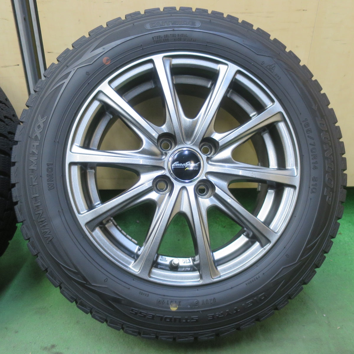 バリ溝！9分◎スタッドレス 165/70R14 ダンロップ ウインターマックス WM01 EuroSpeed MANARAY SPORT ユーロスピード 14インチ PCD100/4H◎6081209イス
