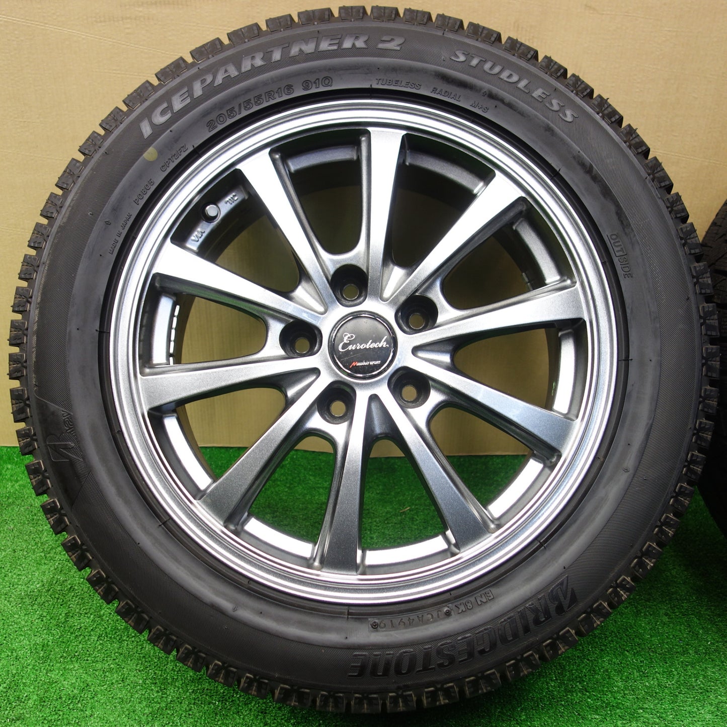 ほぼ未使用！キレイ★スタッドレス 205/55R16 ブリヂストン アイスパートナー2 Eurotech MANARAY SPORT ユーロテック マナレイ 16インチ PCD114.3/5H★5112702KTス
