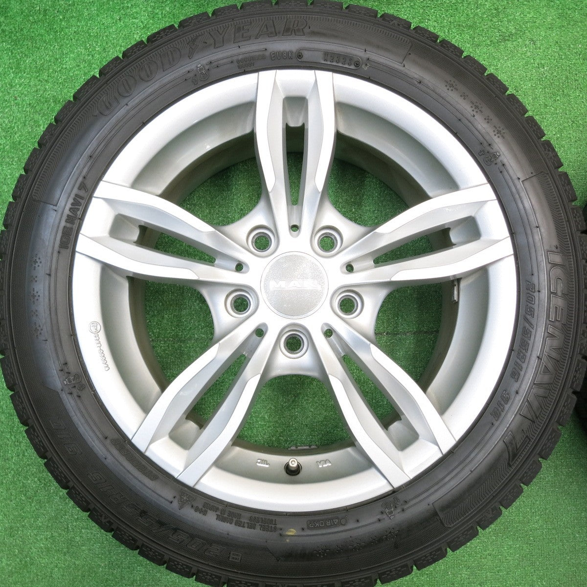 バリ溝！23年！9.5分以上★BMW 等 MAK LUFT 205/55R16 スタッドレス グッドイヤー アイスナビ7 ルフト 16インチ PCD120/5H★5110603HAス