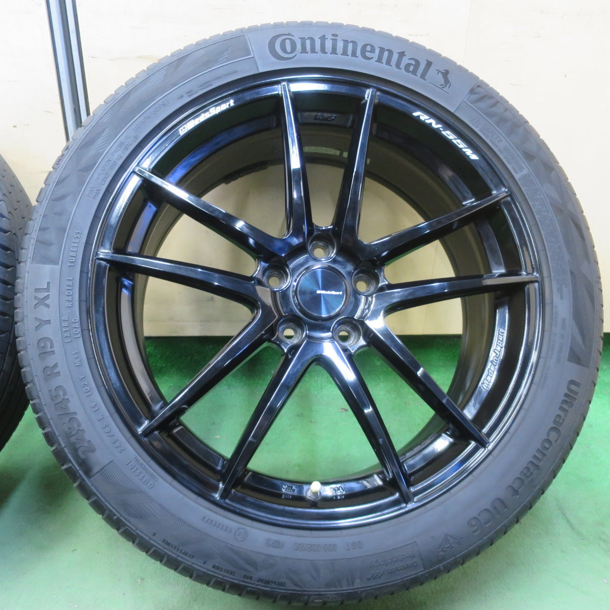 バリ溝！23年！キレイ！9.5分★WedsSport RN-55M 245/45R19 コンチネンタル ウルトラコンタクト UC6 ウェッズスポーツ 19インチ PCD114.3/5H★6061003イノ