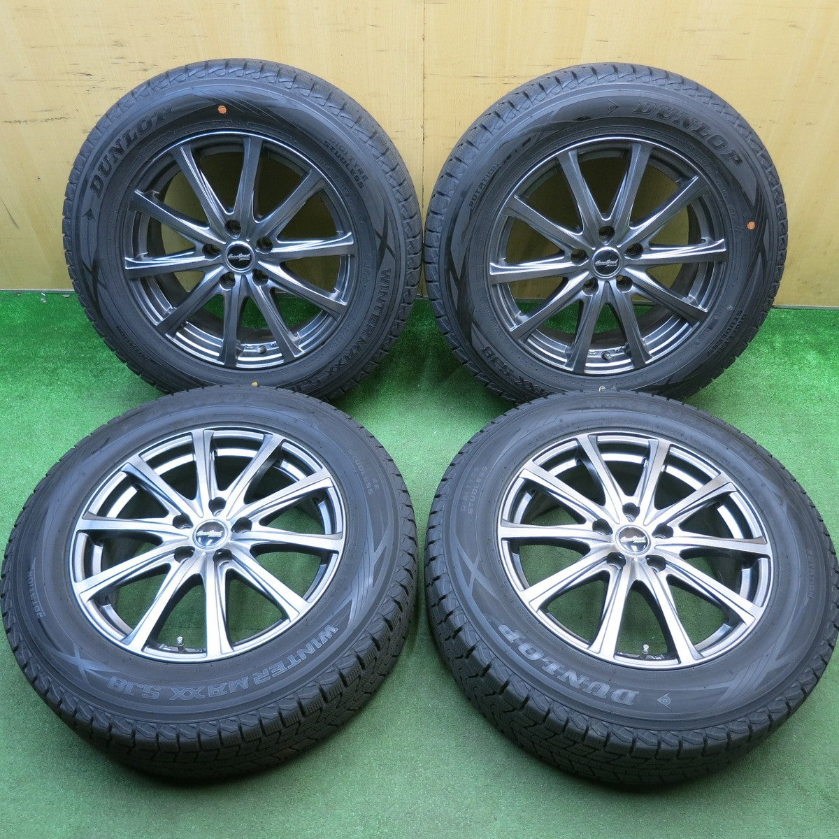 バリ溝！23年！キレイ！9.5分★スタッドレス 225/65R17 ダンロップ ウインターマックス SJ8 SJ8+ EuroSpeed MANARAY SPORT ユーロスピード マナレイ 17インチ PCD114.3/5H★6031508HAス