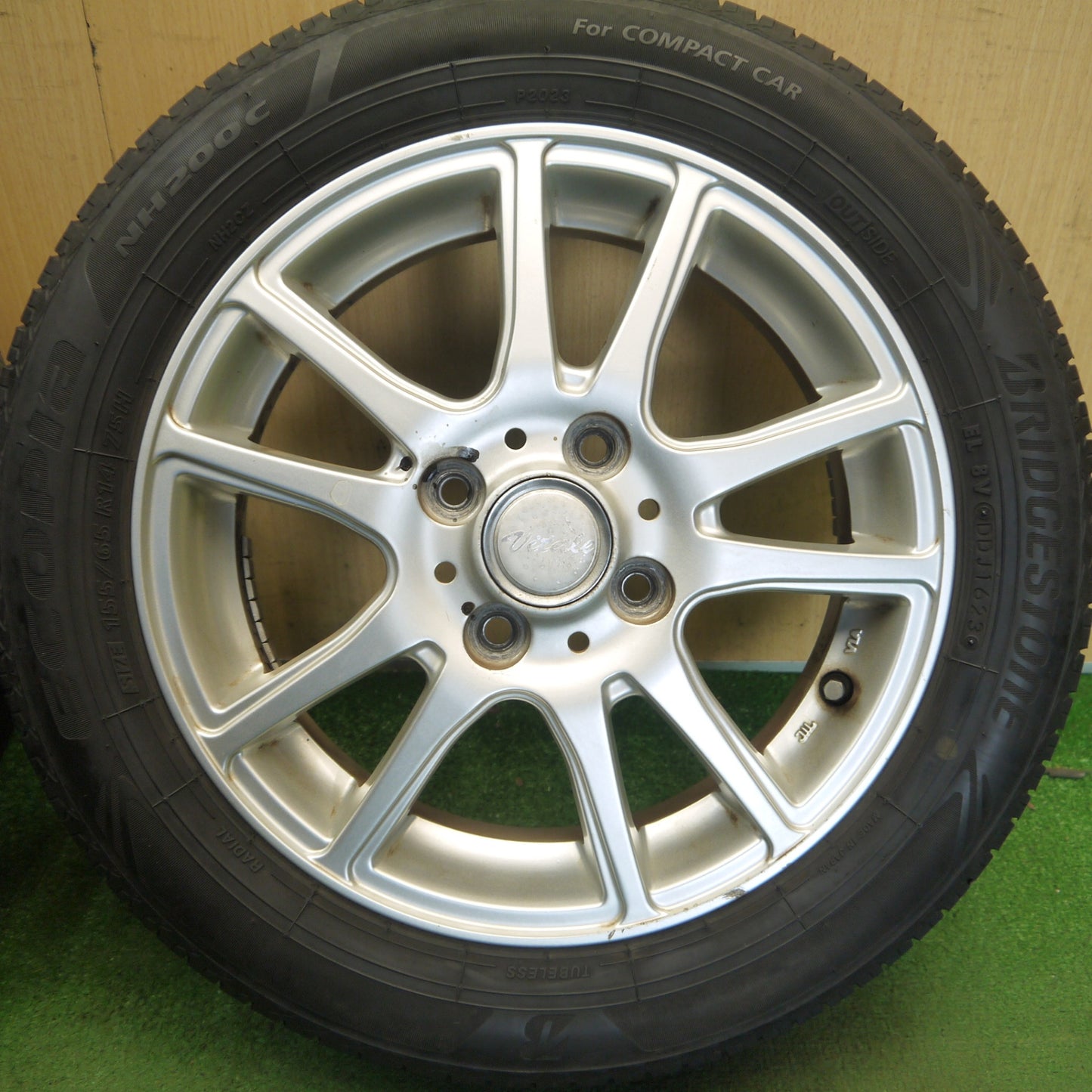 4本価格！23年◎155/65R14 ブリヂストン エコピア NH200C Vitale 社外 アルミ 14インチ PCD100/4H◎6071508Hノ