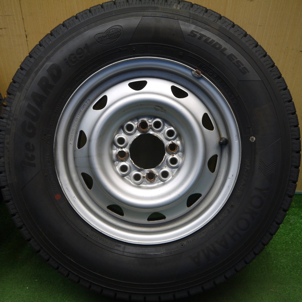 バリ溝！24年！9.5分以上◎スタッドレス 165/80R13 90/88N ヨコハマ アイスガード iG91 スチール ホイール 13インチ PCD100 110 114.3/4H マルチ◎6090405Hス