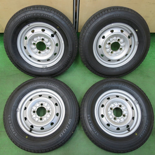 バリ溝！23年！9.5分★スタッドレス 145/80R12 80/78N ブリヂストン W300 TOPY スチール 12インチ PCD100/4H★5011810イス