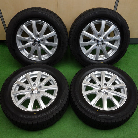バリ溝！24年！キレイ！ほぼ10分◎プリウス 等 195/65R15 スタッドレス ダンロップ ウインターマックス WM02 ravrion RS01 ラブリオン 15インチ PCD100/5H◎6092002KTス