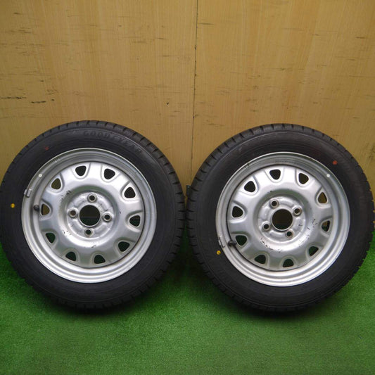 タイヤほぼ未使用！23年！2本★スタッドレス 155/65R14 グッドイヤー アイスナビ8 TOPY スチール ホイール 14インチ PCD100/4H★4120903Hス