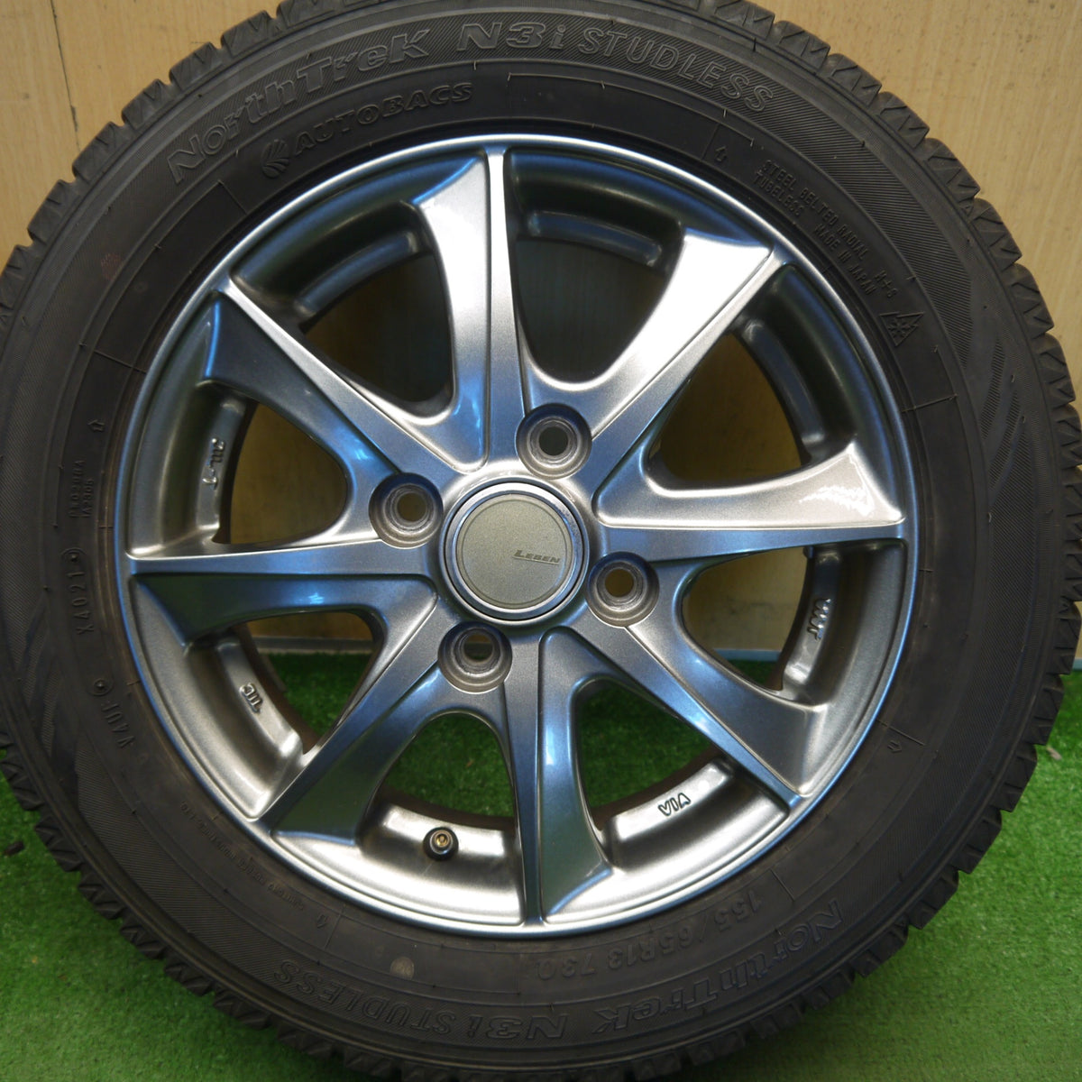 キレイ◎スタッドレス 155/65R13 オートバックス ノーストレック N3i LEBEN レーベン 13インチ PCD100/4H◎6093003Hス