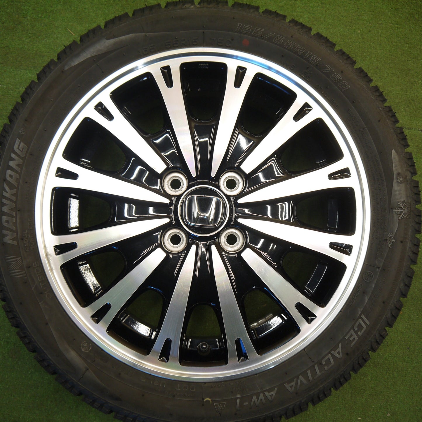 バリ溝！22年！9分★ホンダ N-BOX カスタム 純正 165/55R15 スタッドレス ナンカン アイス アクティバ AW-1 15インチ NBOX PCD100/4H★6032305Hス