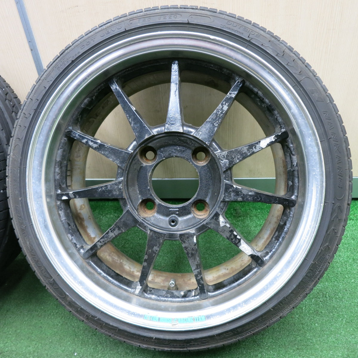 *送料無料* 超バリ溝！20年！ほぼ10分★LEYTON HOUSE RACING TEAM 165/45R15 ナンカン AS-1 レイトンハウス PCD114.3/4H★4032604TNノ