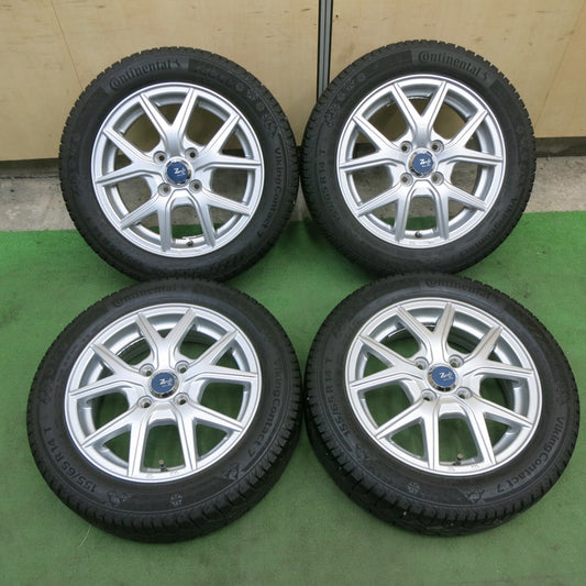 バリ溝！22年！キレイ！9分★スタッドレス 155/65R14 コンチネンタル バイキング コンタクト7 Zmeist M5 14インチ PCD100/4H★6012607ナス