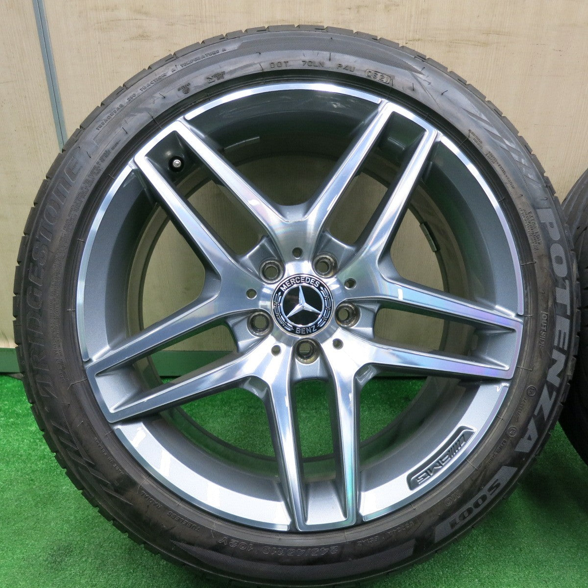 [送料無料] バリ溝！21年！キレイ！9.5分★ベンツ Sクラス W222 純正 AMG 245/45R19 275/40R19 ブリヂストン ポテンザ S001 19インチ PCD112/5H★4111902TNノ