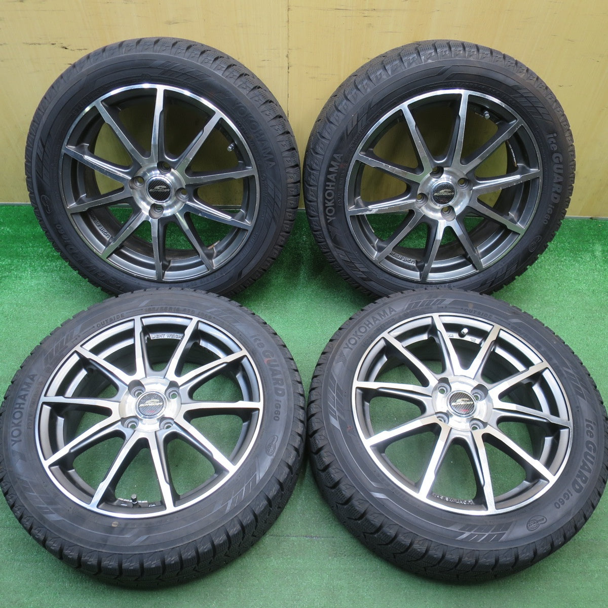 バリ溝！22年！9.5分★スタッドレス 185/55R16 ヨコハマ アイスガード iG60 SCHNEIDER シュナイダー 16インチ PCD100/4H★6020601NJス