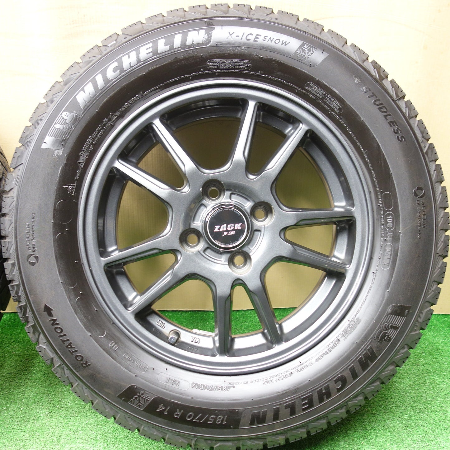 超バリ溝！24年！ほぼ10分★スタッドレス 185/70R14 ミシュラン X-ICE SNOW ZACK JP-520 MONZA ザック モンツァ 14インチ PCD100/4H★5121201KTス