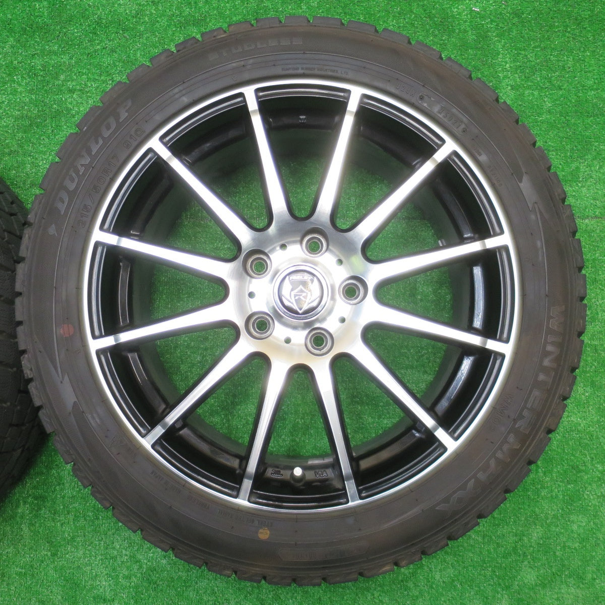 バリ溝！21年！キレイ！9.5分★スタッドレス 215/50R17 ダンロップ ウインターマックス WM02 RiZLEY ライツレー 17インチ PCD114.3/5H★5100801NJス