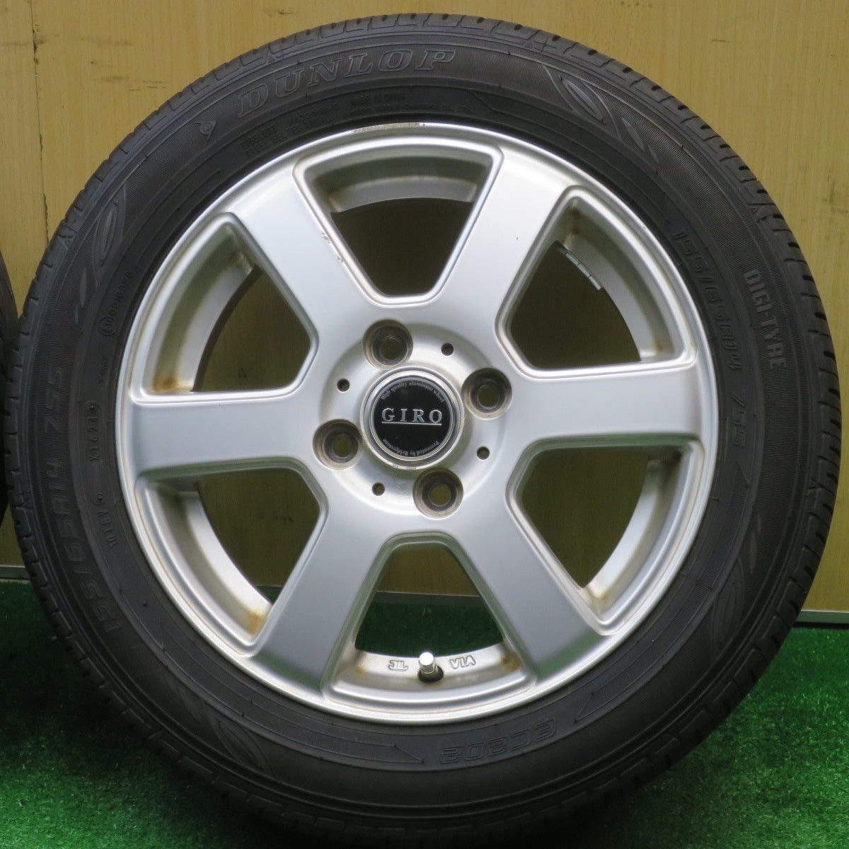 バリ溝！24年！8.5分★155/65R14 ダンロップ EC202 GIRO YT6 ブリヂストン製 ギロ 14インチ PCD100/4H★5110505NJノ