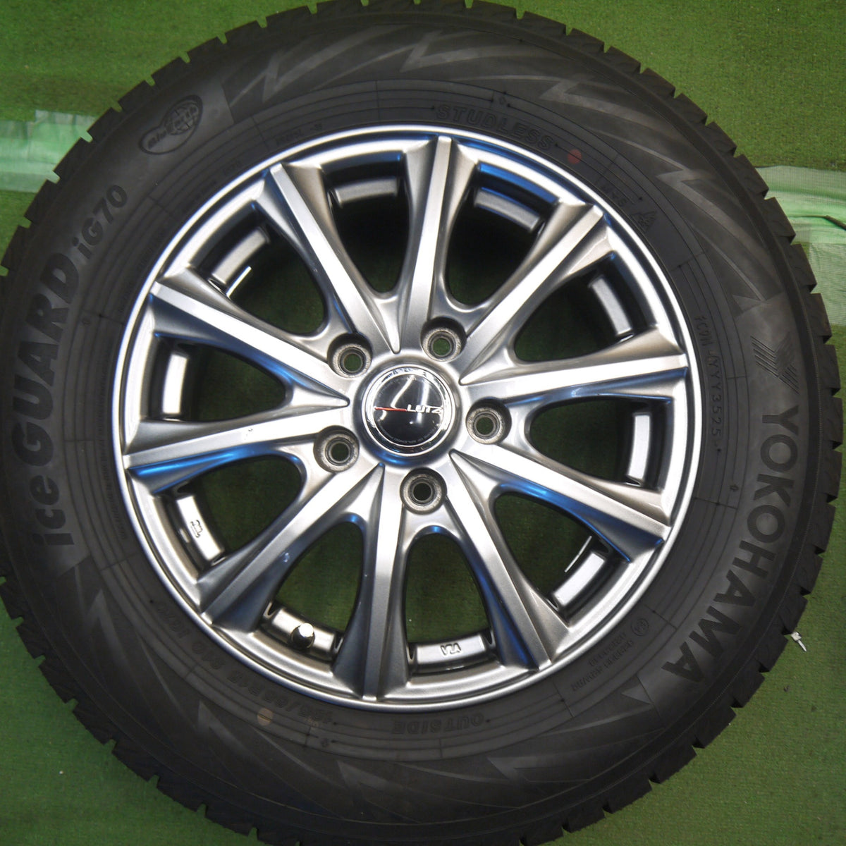 バリ溝！25年！ほぼ10分◎スタッドレス 195/65R15 ヨコハマ アイスガード iG70 LUTZ 社外 アルミ 15インチ PCD114.3/5H◎6100205Hス