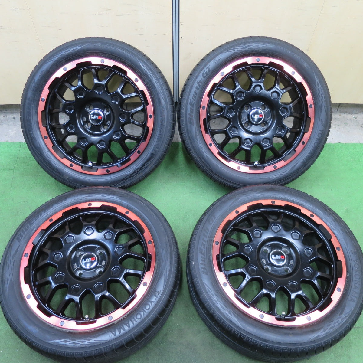 バリ溝！キレイ！9.5分★LMG LEHRMEISTER GEAR MS-9W 205/55R17 ヨコハマ BluEarth-GT AE51 レアマイスター ギア 17インチ PCD100/4H★6022403TTノ