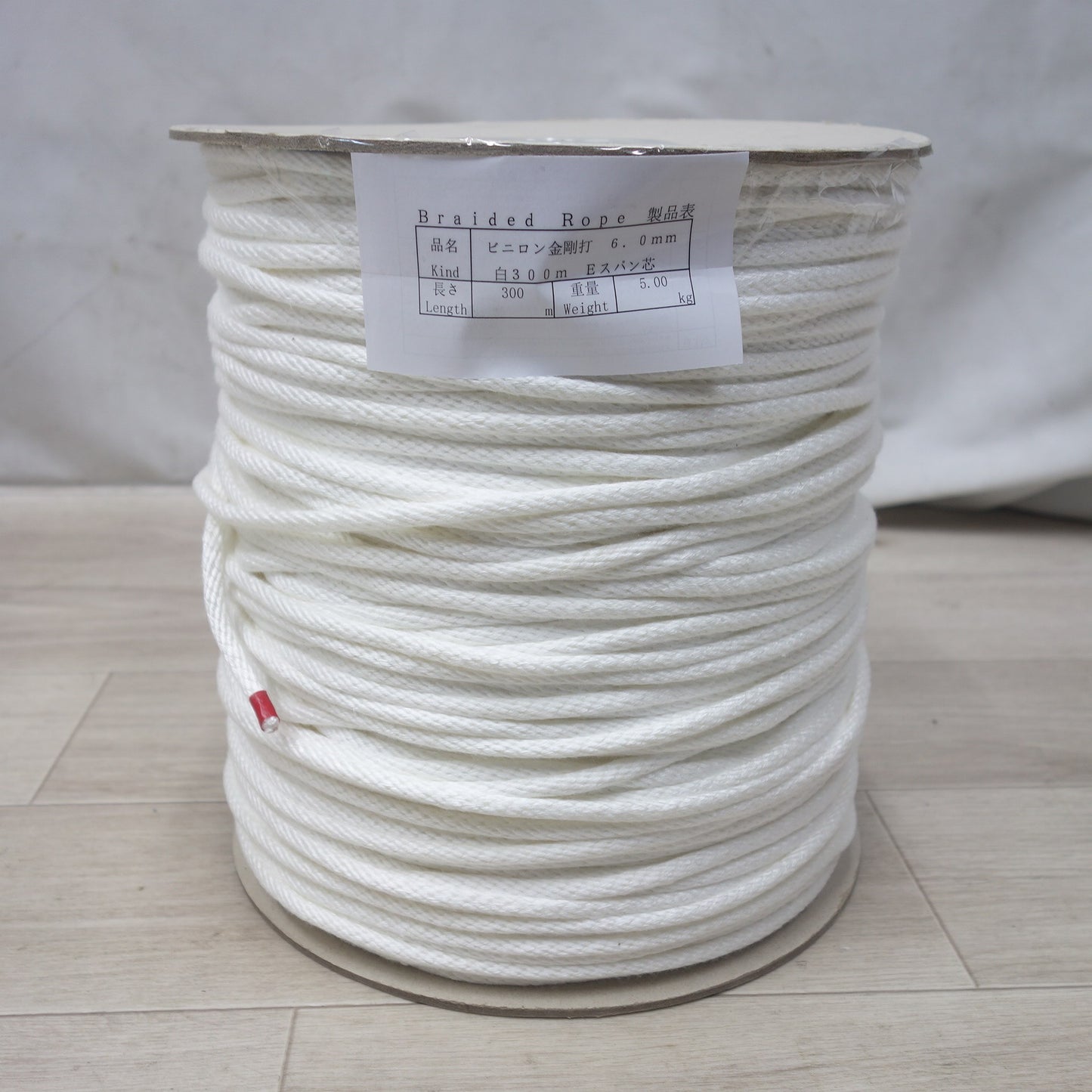 ●複数在庫有●[送料無料] 未使用◆Braided Rope ビニロン製 金剛打 ロープ 白 Eスパン芯 6.0mm 300m メーカー 不明◆